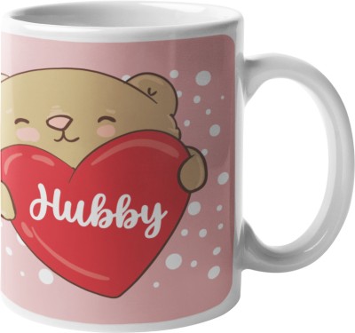 INDICRAFTS Cute Husband (Wife, Hubby, Friend , Boyfriend, Girlfriends) Ceramic Coffee Mug(330 ml)