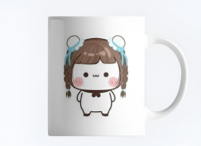 Abhi Craft Posing For Picture Dudu BuBu Double Sided Printed Design Ceramic mug For Gifts Ceramic Coffee Mug(350 ml)