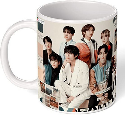 caridge BTS Army group Universe white (330ml) Ceramic Coffee Mug(330 ml)