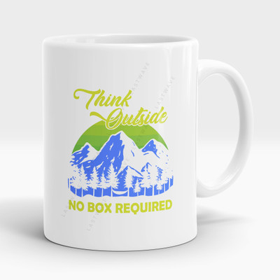 LASTWAVE Think Outside No Box Required, Graphic Printed 325ml Ceramic Coffee Mug(325 ml)