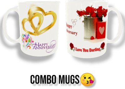 PrintIND Combo For Couple 2 PCS| Gifts for girlfriend , Wife , Lover , Husband, Boyfriend Ceramic Coffee Mug(350 ml, Pack of 2)