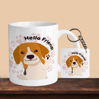 Printhorizon 101_Hello Friends R-S Ceramic Coffee Mug(330 ml, Pack of 2)