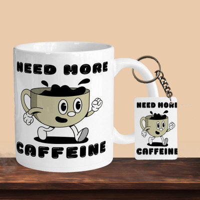 VM MALL 101_Need More Caffine R-R Ceramic Coffee Mug(330 ml)