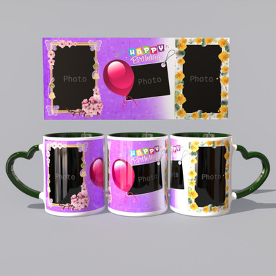 TPA4U Elegant Green Heart Handle TPD12HHM8 Birthday Ceramic Coffee Mug(330 ml)