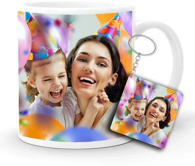 printkart Photo and Text Ceramic / Cup For Birthday , Anniversary Gift (MUG + KEYCHAIN) a8 Ceramic Coffee Mug(330 ml)