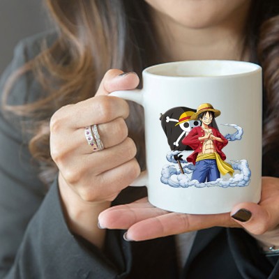 Artefact Premium Quality Monkey D. Luffy White - Ceramic | Great Gift for Anime Lover Ceramic Coffee Mug(330 ml)