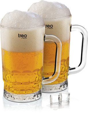 TREO GUSTO COOL Glass Beer Mug(335 ml, Pack of 2)