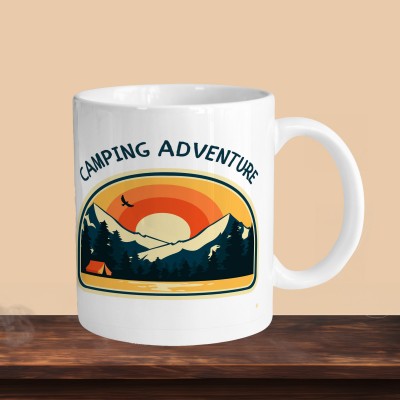 VM SHOPPING MALL Camoing Adventure R Ceramic Coffee Mug(330 ml, Pack of 2)