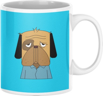 oval designs Tired Dog Animal Cartoon Character Illustration Ceramic Coffee Mug(350 ml)