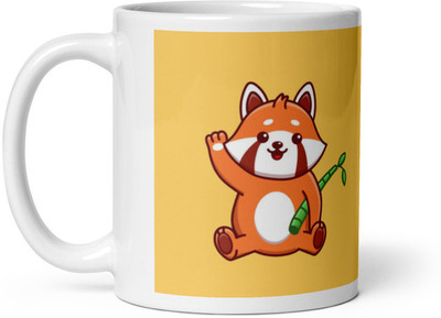 Mr UVD Red Panda With Sugarcane Ceramic Coffee Mug(350 ml)