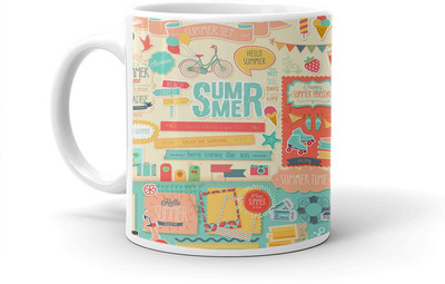 Clapcart Summer Set Designer Printed Ceramic Coffee Mug(325 ml)