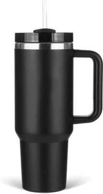ForcerFlow Tumbler with Handle and Straw Lid 1200 ml Bottle (Pack of 1,black, Steel) Stainless Steel Tumbler(1200 ml)
