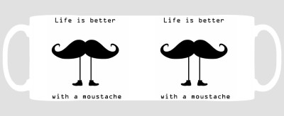 Mooch Wale Life Is Better With A Moustache Ceramic Coffee Mug(325 ml)