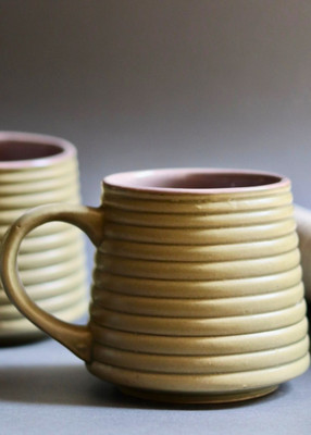 GleamSun Army Green & Grey Coffee - Set of 6 Ceramic Coffee Mug(220 ml)