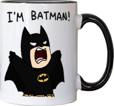 CHARMING I am Batman Cartoon Printed Three Tone Black Ceramic Coffee Ceramic Coffee Mug(330 ml)