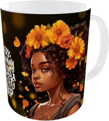 Vihaan Fashions Every Journey Needs First Step Vibrent Artistic Design Printed Ceramic Coffee Mug(350 ml)