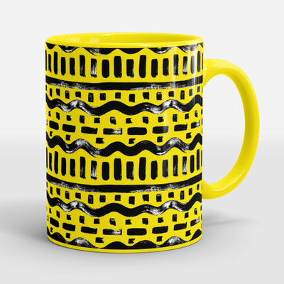 Sublikraft Hand Drawn Ethnic Seamless Pattern Printed Coffee Ceramic Coffee Mug(330 ml)