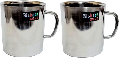 Rishabh Gold Double Wall Stainless Steel Tea & Coffee Milk Cups , 210 ml each Cup Stainless Steel Coffee Mug(210 ml, Pack of 2)