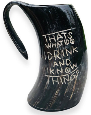 InsTook Drinking Horn Cup Wood Beer Mug(400 ml)