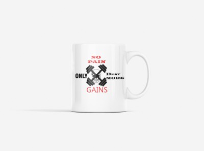 Rushaan No Pain, Only Beat Mode Gains, (BG Red and Black) Ceramic Coffee Mug(250 ml)