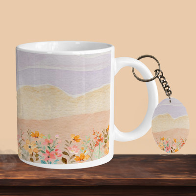 VM SHOPPING MALL Bloom Where You R-O Ceramic Coffee Mug(330 ml, Pack of 2)