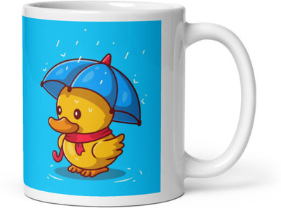 Mr UVD Duck With Blue Umbrella_MUGG Ceramic Coffee Mug(350 ml)