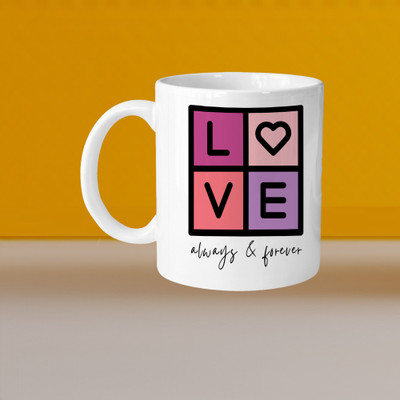Printhorizon 101_Perfect for Coffee and Tea - Single Pack VM Lovee Always & Forever L Ceramic Coffee Mug(328 ml)