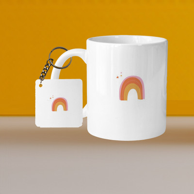 VM SHOPPING MALL VM Take It Easy L-A Ceramic Coffee Mug(315 ml, Pack of 2)