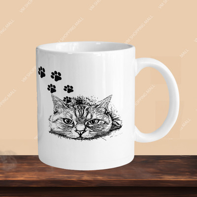 VM MALL 101_Cat Cute L-R Ceramic Coffee Mug(330 ml)