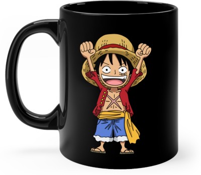 Couples Emotion One piece monkey d luffy printed gift for Friend/ brother/ sister Black Ceramic Coffee Mug(325 ml)