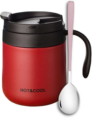 Lucacci 350ML Insulated Coffee with Steel Spoon,Reusable Coffee Tumbler Stainless Steel Coffee Mug(350 ml, Pack of 2)