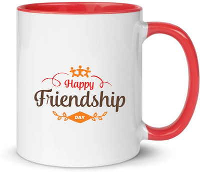popflip Premium Quality Red Color Printed With HappyFriendshipDay (11) Ceramic Coffee Mug(350 ml)