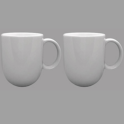 Ariane Coupe White Fine Porcelain Coffee Mug(300 ml, Pack of 2)