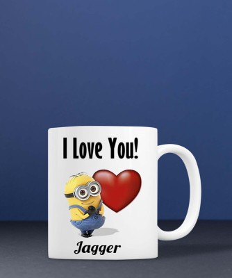 badri creations I Love You Jagger Super White Coffee Ceramic Coffee Mug(350 ml)