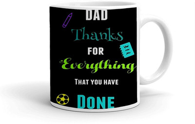 Clapcart Dad Thanks For Designer Printed Ceramic Coffee Mug(325 ml)