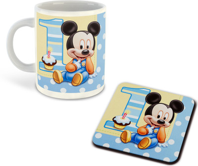 FLEXERSTYLE NEW2025-Mickey Mouse Printed White Coffee With Coaster - D17 Ceramic Coffee Mug(325 ml)