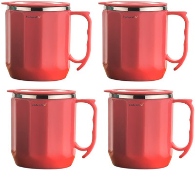 Kitchen4U Coffee 4 pcs Stainless Steel Coffee Mug(250 ml, Pack of 4)