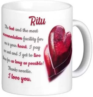 Exocticaa Romantic Gift for Ritu I Love You 085 Ceramic Coffee Mug(325 ml)