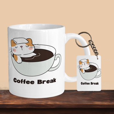 VM SHOPPING MALL Relax Coffee Break R-R Ceramic Coffee Mug(330 ml)