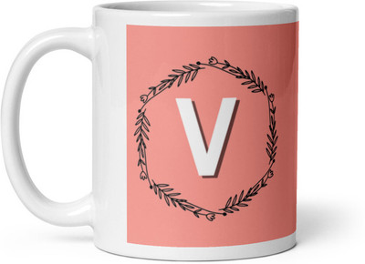 Cheeksy Alphabet V Ceramic Coffee Mug(350 ml)