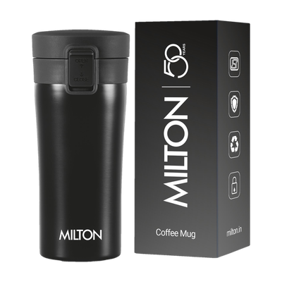 MILTON Thermosteel , 300 ml, Black | Hot & Cold | Soup Flask | Tea Stainless Steel Coffee Mug(300 ml)