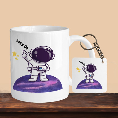 VM SHOPPING MALL Lets Go R-S Ceramic Coffee Mug(330 ml, Pack of 2)