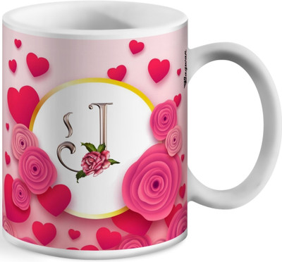 RB Point J Letter Multicolor Name Letter Alphabet J Printed Coffee Ceramic Coffee Mug(300 ml)