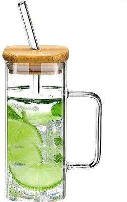 NIYA TRENDZ WOOD HANDEL SQURE Glass Tumbler(410 ml)