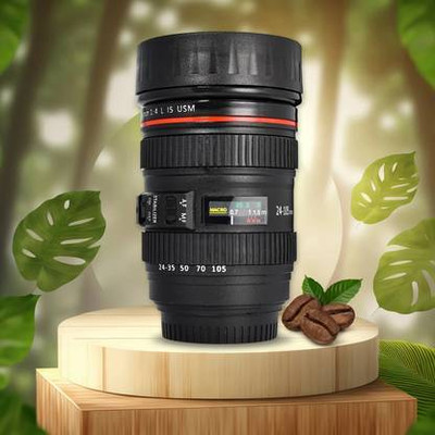 Oblivion Camera Lens Shaped Coffee Flask with Lid – Unique & Stylish Design | Plastic Coffee Mug(400 ml)