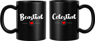 BLISSart NEW_BLS-PM-KP2105-B Ceramic Coffee Mug(350 ml, Pack of 2)