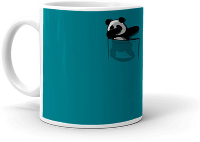 Clapcart Panda Dab In Pocket Design Printed Ceramic Coffee Mug(350 ml)