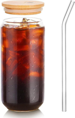 Coozico Ice Coffee Sipper Juice Drinks Glass Can with Straw Glass Beer Mug(500 ml)