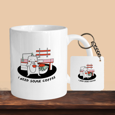 VM MALL 101_I Need Some Coffee R-S Ceramic Coffee Mug(330 ml, Pack of 2)