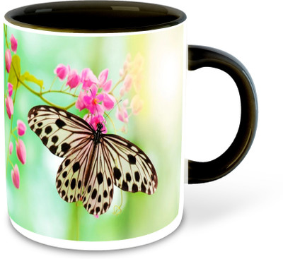FLEXERSTYLE NEW2025-Butterfly Lover Printed Black Coffee With Coaster-D17 Ceramic Coffee Mug(325 ml)